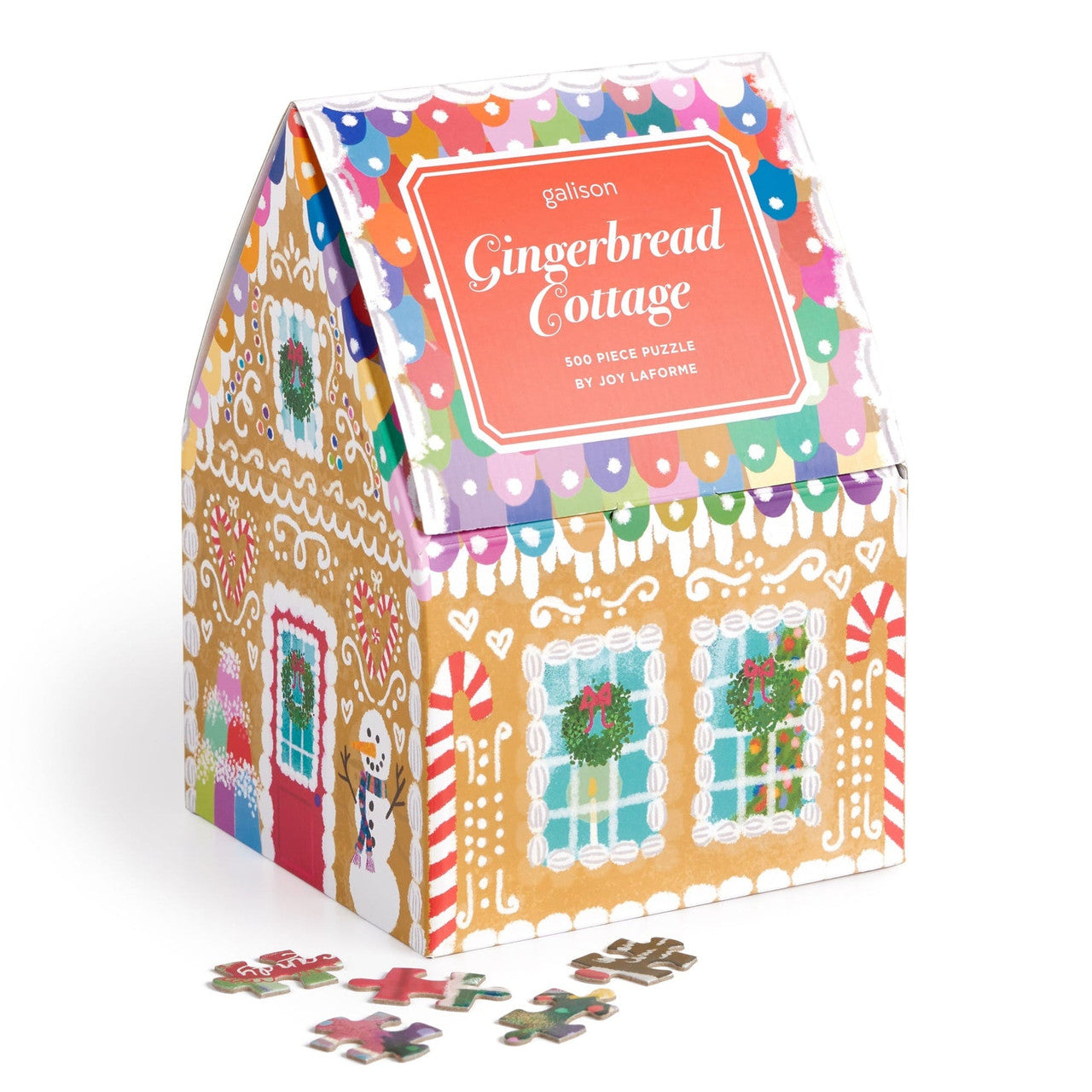 Galison 500pc - Joy Laforme Gingerbread Cottage Puzzle in a House