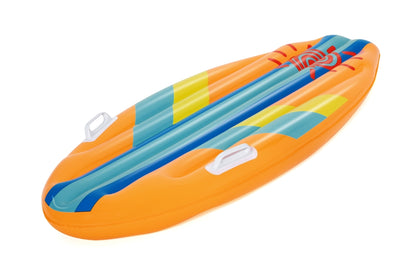 Bestway kids surfboard pool float at an angle showing the 0.22mm durable vinyl construction