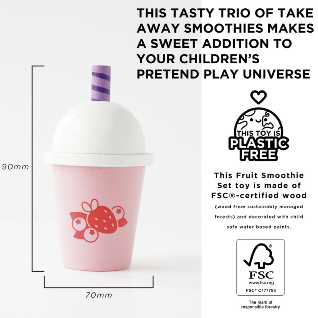 Banana-themed wooden smoothie cup from the Le Toy Van Honeybake take away smoothie set