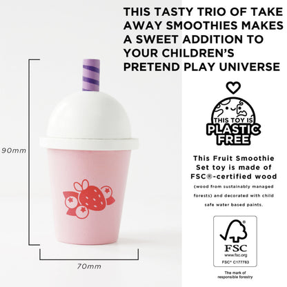 Banana-themed wooden smoothie cup from the Le Toy Van Honeybake take away smoothie set