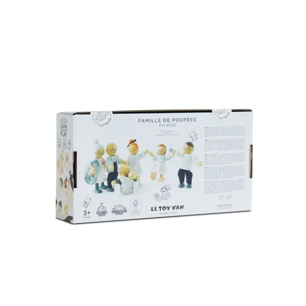 Le Toy Van wooden dolls house family in its gift box, an add-on set for doll house owners aged 3+
