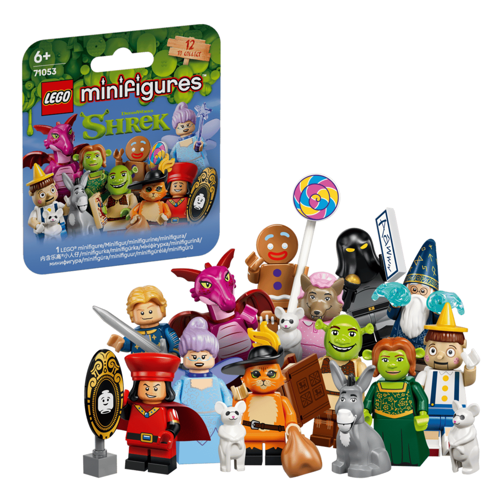 LEGO Shrek Minifigures Series 71053 mystery box containing 1 of 12 collectible Shrek characters with accessories