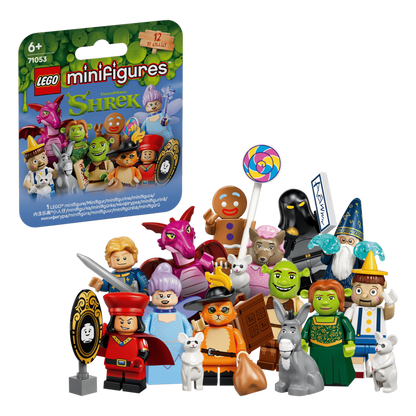 LEGO Shrek Minifigures Series 71053 mystery box containing 1 of 12 collectible Shrek characters with accessories