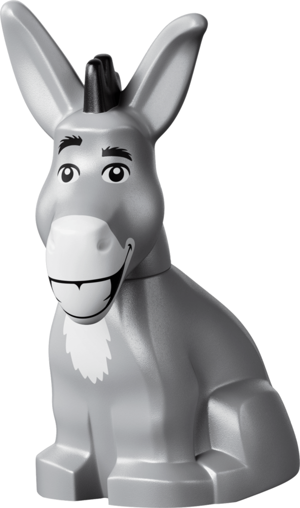 Collectible LEGO minifigure from the Shrek 25th anniversary series, posed with its character accessory