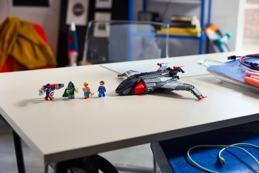 LEGO Marvel Avengers: Doomsday Quinjet 76347 box artwork, a 433-piece building set for ages 9 and up
