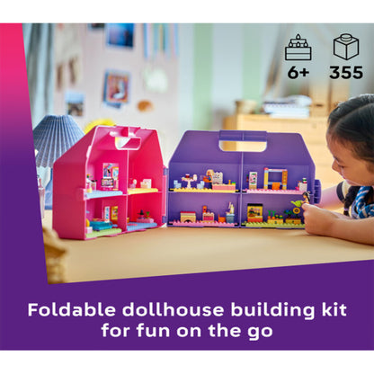 Kitchen and dining area detail inside the LEGO Creative Dollhouse Suitcase 42697 play set