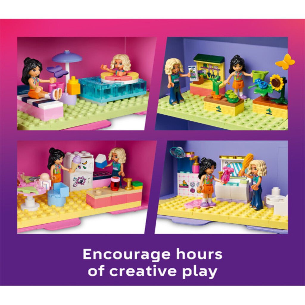 LEGO Creative Dollhouse Suitcase closed and carried by its handle to show the packed-away size