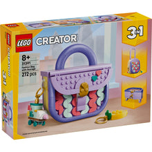 LEGO® Creator 3 in 1 Art Fashion Bag with Storage 31391 featuring a buildable handbag, suitcase and storage box with decorative accessories