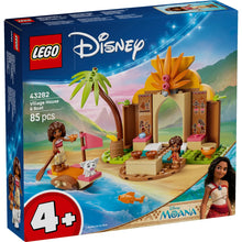 LEGO® Disney™ Village House & Boat 43282 featuring Moana, Simea, Pua, island home, palm tree and canoe inspired by Disney's Moana 2