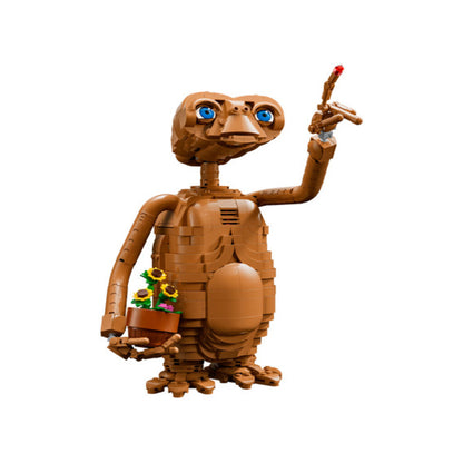 Close-up of the face and hand detailing on the 1,226-piece LEGO E.T. the Extra-Terrestrial model