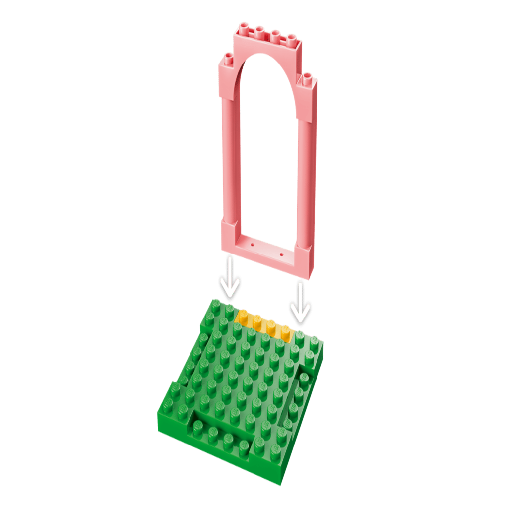 Detail shot of the roller coaster track and cart from the LEGO 11214 fairy building set