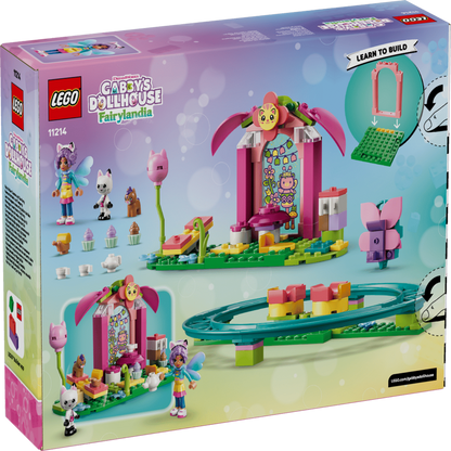 LEGO Fairy Roller Coaster and Tea Party 11214 completed model photographed on a white background