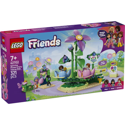LEGO® Friends Spinning Flower & Fairy Teacup Ride 42702 featuring Aliya, Liann, Autumn, spinning flower ride and fairy-themed photo booth