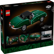 LEGO Jaguar E-Type 11381 model car shown from a front three-quarter angle on a white background