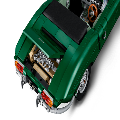 Removable hardtop roof section lifted away from the LEGO 11381 Jaguar E-Type model