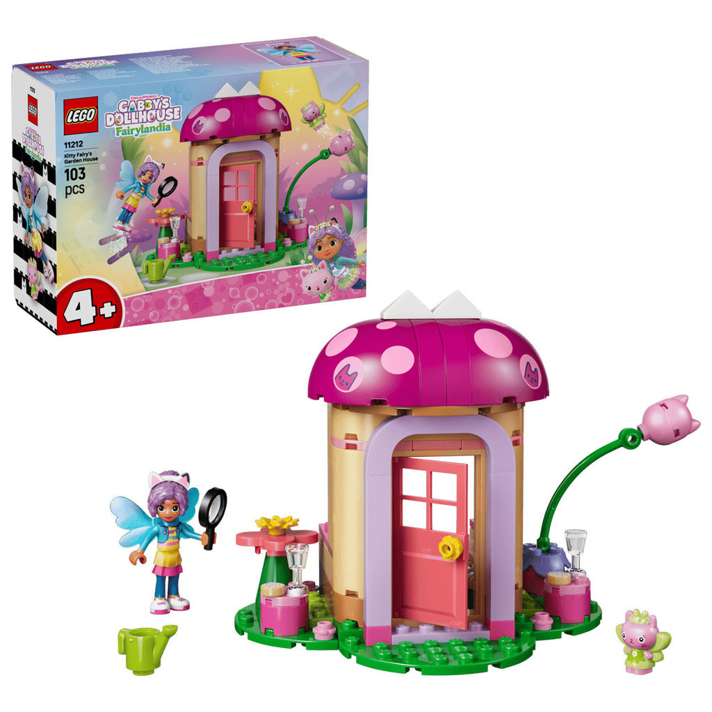 Kitty figure and garden accessories included with the LEGO 11212 Fairy Garden House set
