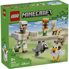 LEGO Minecraft Chicken Jockey Desert Attack 21592 featuring Iron Golem, Chicken Jockey, baby wolf, rabbit and Minecraft characters