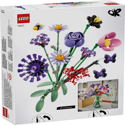 LEGO Olivia Rodrigo's Flower Bouquet 11507 arranged upright and photographed on a white background