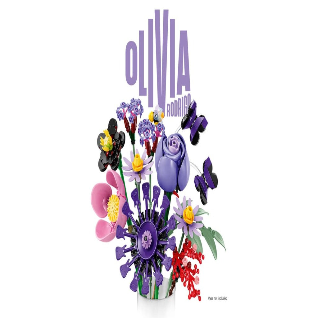 LEGO Olivia Rodrigo's Flower Bouquet displayed in a vase on a living room side table