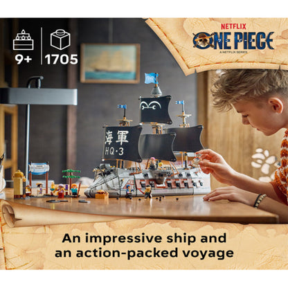 Mast, rigging and sail detail on the 1,705-piece LEGO Garp's Marine Battleship model