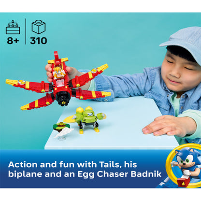 Rear view of the LEGO Tails' Tornado-1 plane showing the tail fin and rudder detail