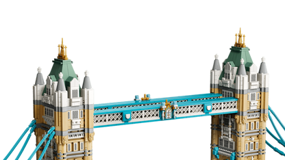 Raised bascule roadway on the LEGO 21067 Tower Bridge shown in the open position