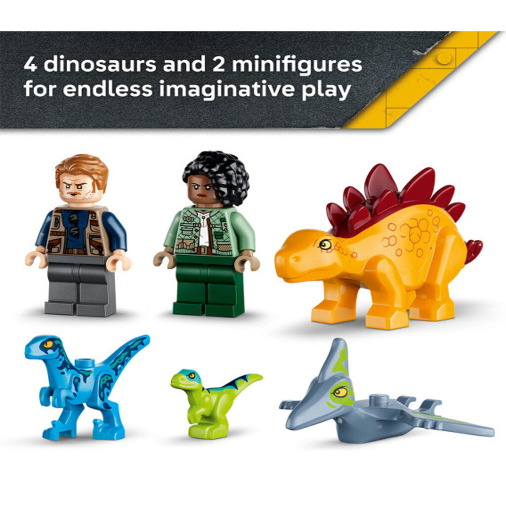 Close-up of the Stegosaurus back plates and tail detail from the 171-piece LEGO 77981 set