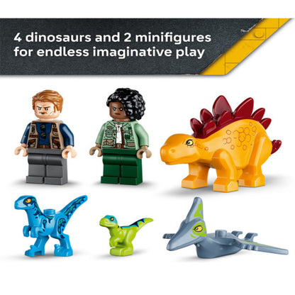 Close-up of the Stegosaurus back plates and tail detail from the 171-piece LEGO 77981 set