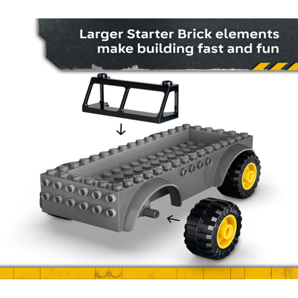 Rear of the LEGO Young T. rex Transport Truck 77978 with the trailer ramp lowered