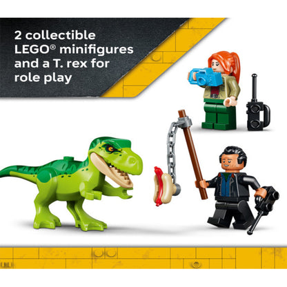 Child pushing the LEGO Young T. rex Transport Truck 77978 across a play mat at home