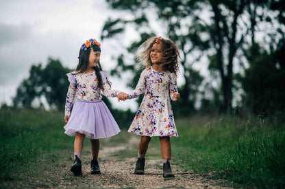 Rock Your Baby - Lilac Florals Long Sleeve Circus Dress