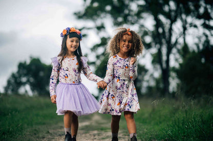 Rock Your Baby - Lilac Florals Waisted Dress (size 8-12)