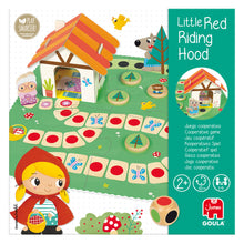 Assembled four-piece puzzle board from the Goula Little Red Riding Hood game, laid out for play