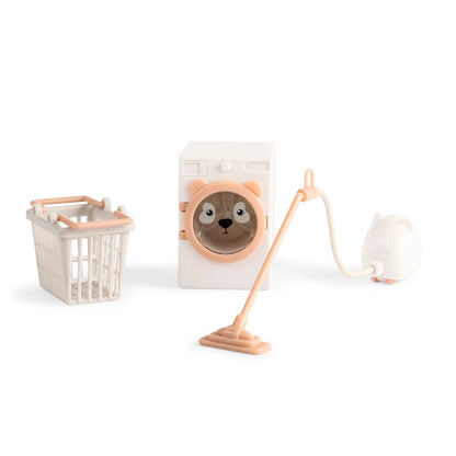 Lundby doll's house cleaning set with washing machine, vacuum cleaner and laundry basket accessories