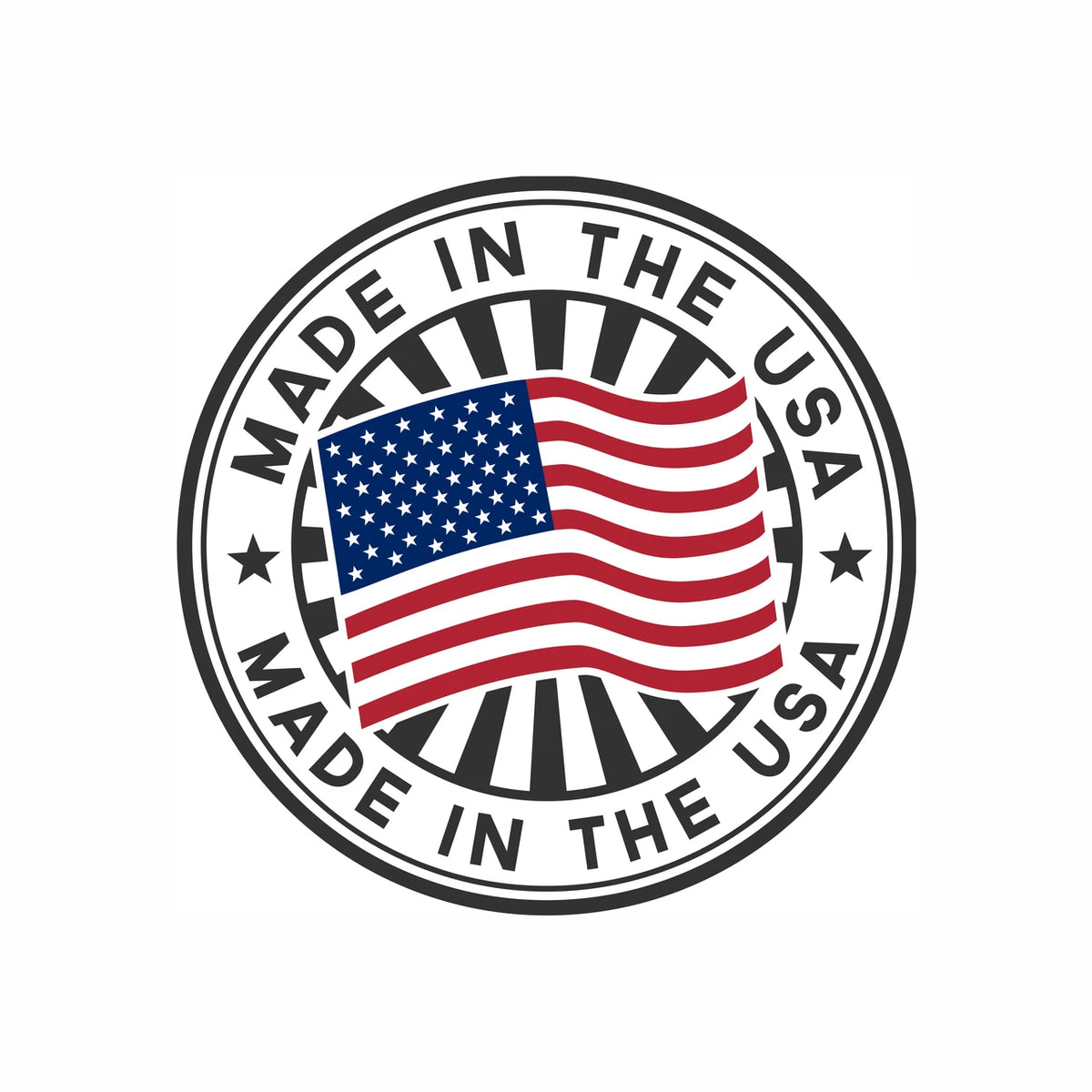 Made in the USA badge for ARK Therapeutic oral motor tools, made from medical-grade, FDA compliant materials
