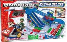 Mario Kart Racing Deluxe tabletop racing game with Mario and Luigi karts, ramps and obstacle course