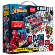 Marvel Spider-Man games and puzzles pack featuring puzzles, card games and board game activities