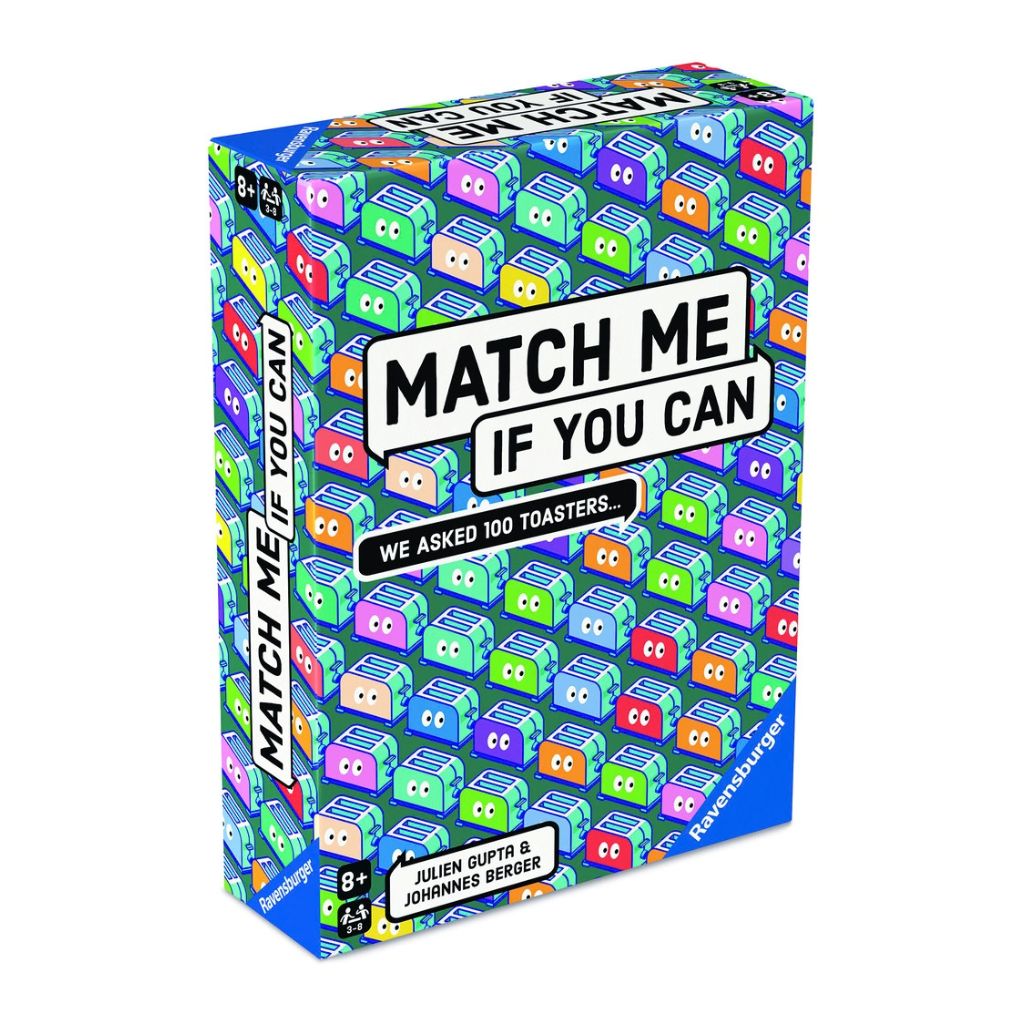 Match Me If You Can question cards from Ravensburger featuring absurd questions about everyday objects