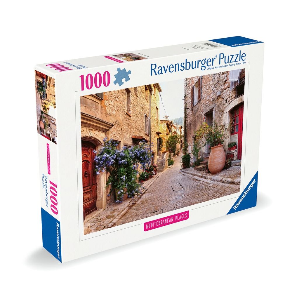 Completed Mediterranean France jigsaw with pastel facades, terracotta rooftops and boats in the harbour