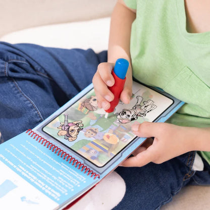 Search-and-find puzzle page from the Marshall Sticker WOW! activity pad, decorated with stickers