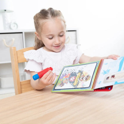 Open creative stamping page in the PAW Patrol Marshall pad filled with colourful stamped stickers