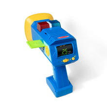 Handheld police speed radar toy with spinning speed display, flashing lights and squeeze trigger