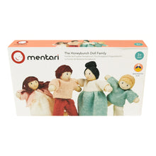 Mentari Honeybunch wooden doll family set of painted figures in soft modern colours for doll house play