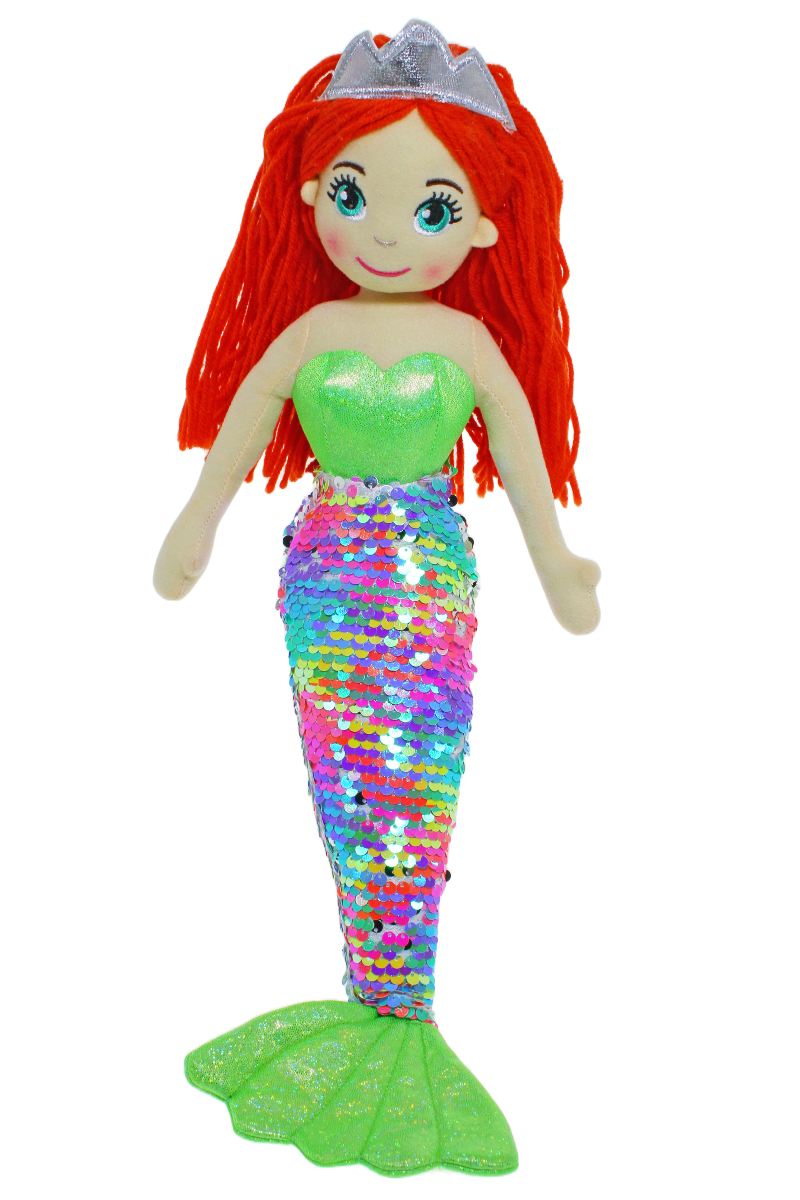 Cotton Candy - 45cm PENNY Green/Rainbow Flip Sequinned Tail Mermaid
