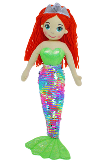 Cotton Candy - 45cm PENNY Green/Rainbow Flip Sequinned Tail Mermaid