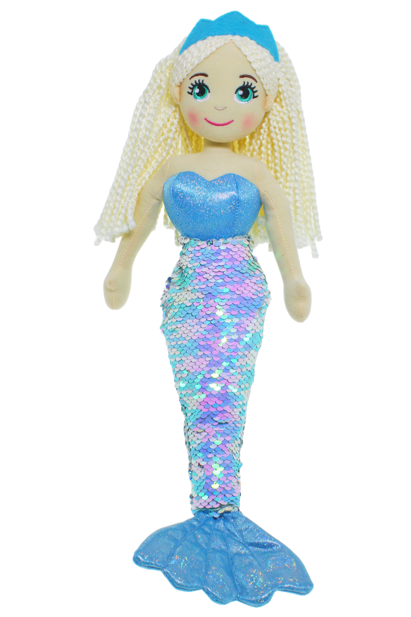 Cotton Candy - 45cm SHELLY Blue Iridescent Sequin Tail