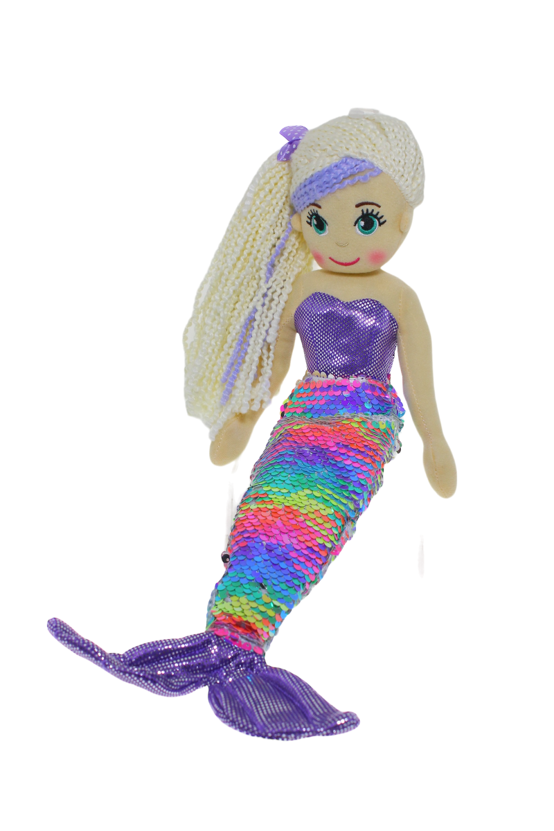 Cotton Candy - 45cm VIOLET Purple/Rainbow Flip Sequinned Tail Mermaid