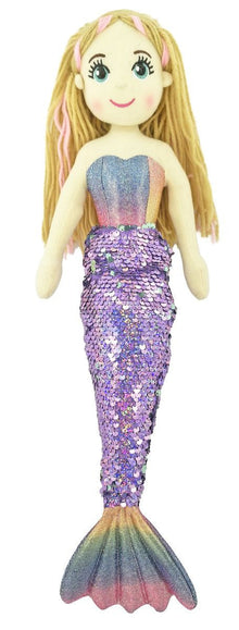 Cotton Candy - 45cm Mermaid ADELE Flip Sequin Purple Rainbow with Sequin Tail