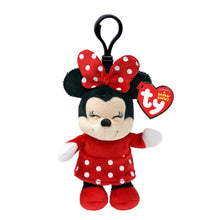 Minnie Mouse Ty Beanie Babies Floppy Clip plush toy photographed front-on, 10cm, on a white background
