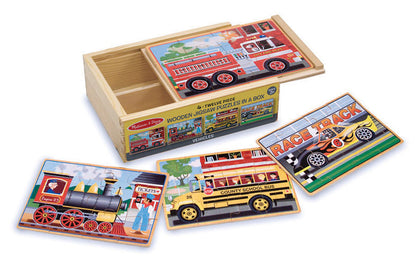 Melissa & Doug - Wooden Jigsaw Puzzles in a Box - Vehicles